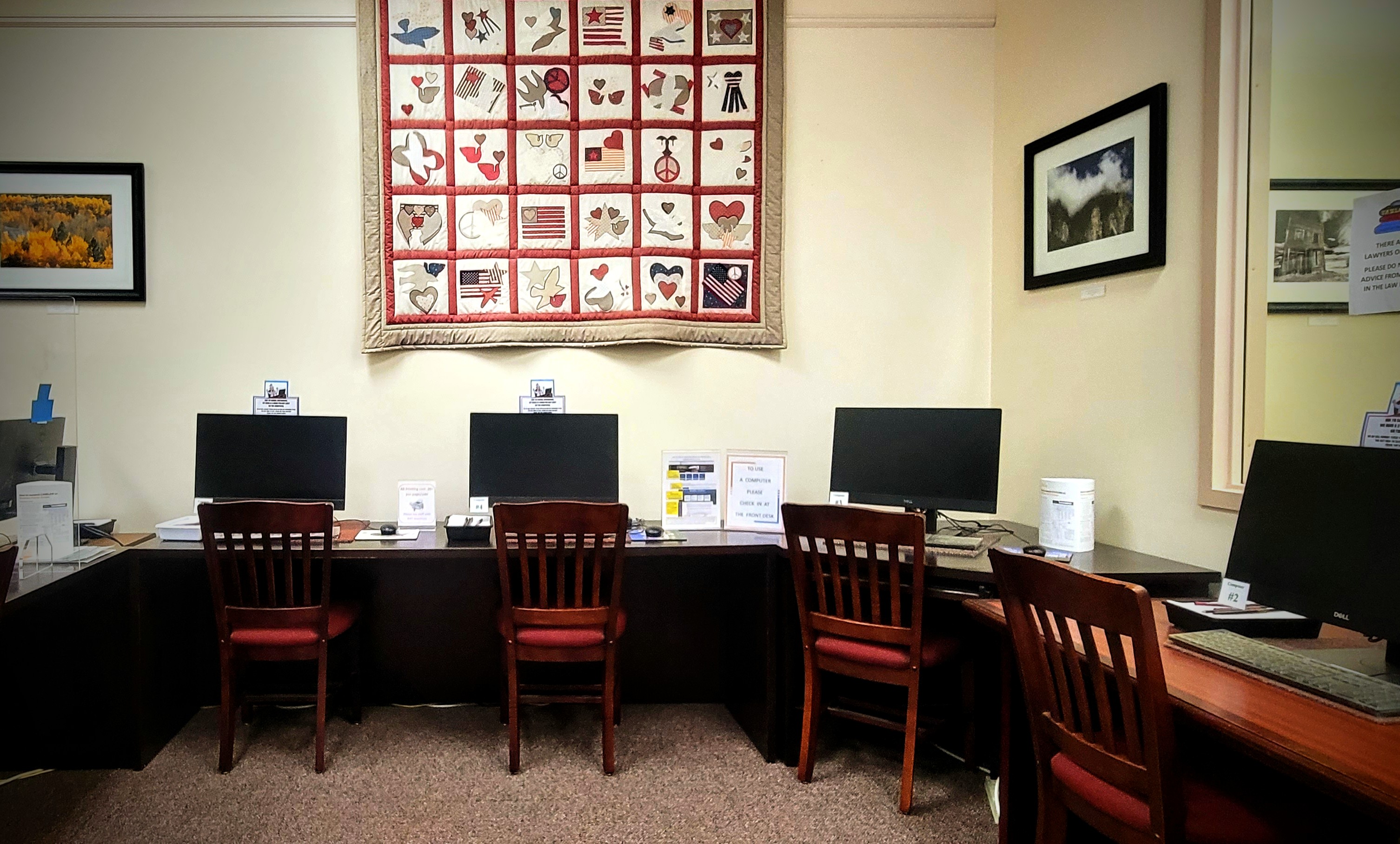 image of workstations in library computer room